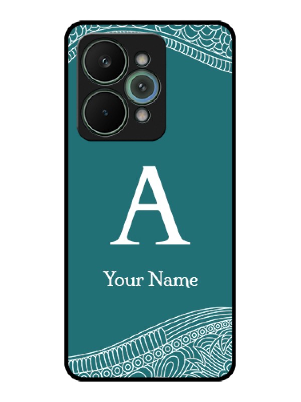 Custom Realme 15 Pro 5G Custom Glass Phone Case - Line Art Pattern With Custom Name Design