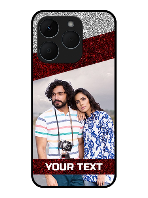 Custom Realme 15T 5G Custom Glass Phone Case - Image Holder With Glitter Strip Design