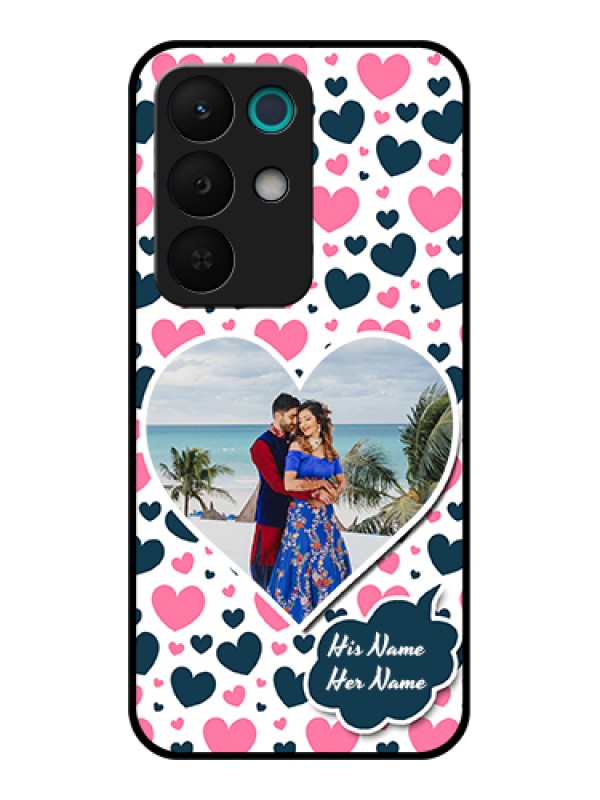 Custom Realme 15X 5G Custom Glass Phone Case - Pink & Blue Heart Design
