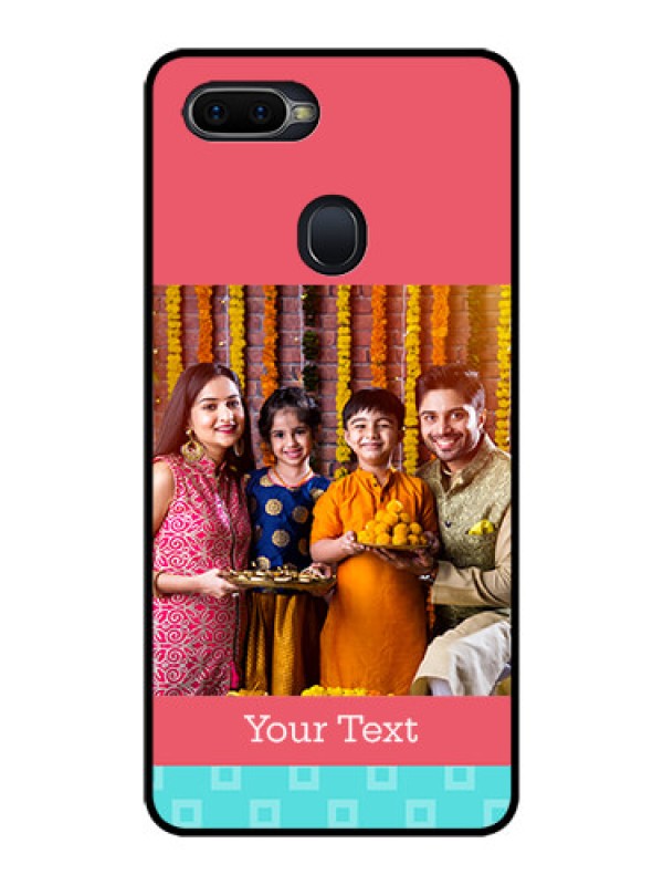 Custom Realme 2 Pro Personalized Glass Phone Case  - Peach & Blue Color Design