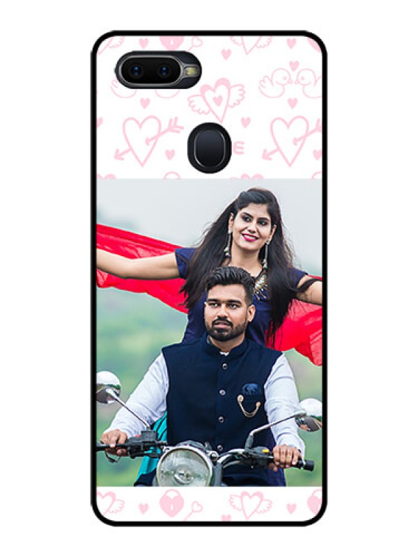 Custom Realme 2 Pro Custom Glass Mobile Case  - Pink Flying Heart Design