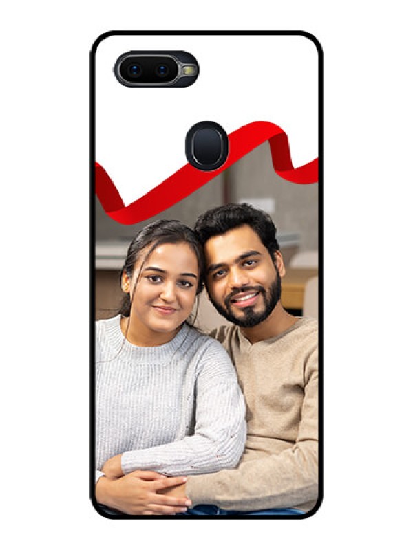 Custom Realme 2 Pro Photo Printing on Glass Case  - Red Ribbon Frame Design
