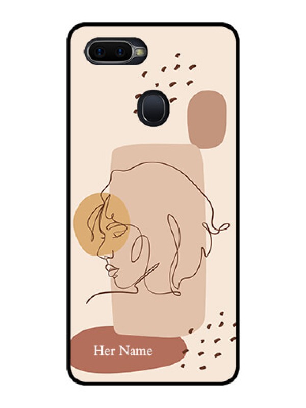 Custom Realme 2 Pro Photo Printing on Glass Case - Calm Woman line art Design