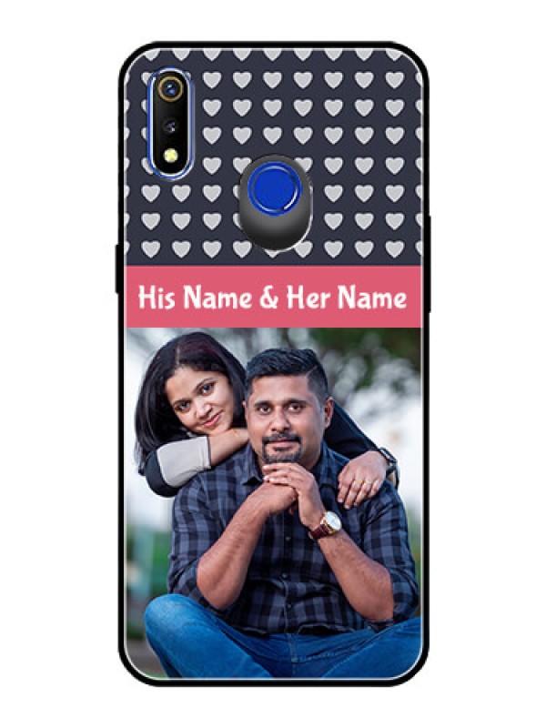 Custom Realme 3 Custom Glass Mobile Case  - Love Symbols Design