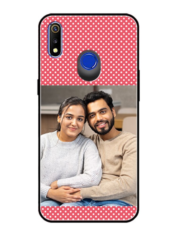Custom Realme 3 Custom Glass Phone Case  - White Dotted Design