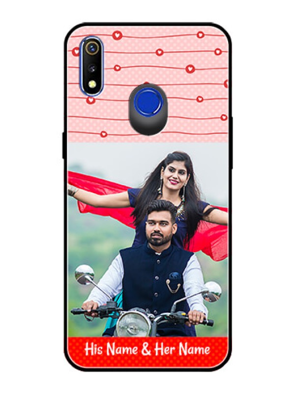 Custom Realme 3 Personalized Glass Phone Case  - Red Pattern Case Design