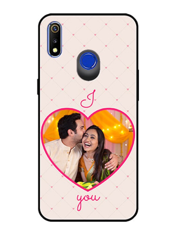 Custom Realme 3 Custom Glass Mobile Case  - Heart Shape Design
