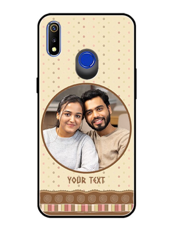 Custom Realme 3 Custom Glass Mobile Case  - Brown Dotted Mobile Case Design