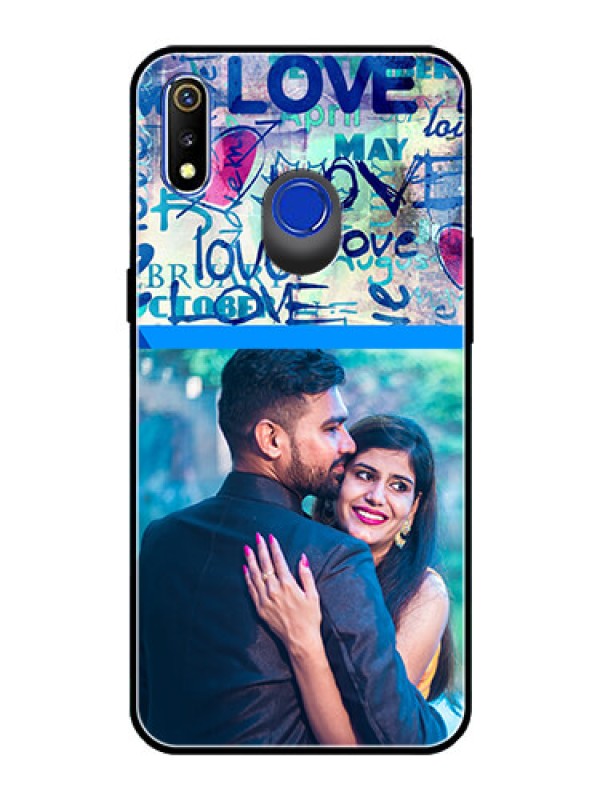 Custom Realme 3 Custom Glass Mobile Case  - Colorful Love Design