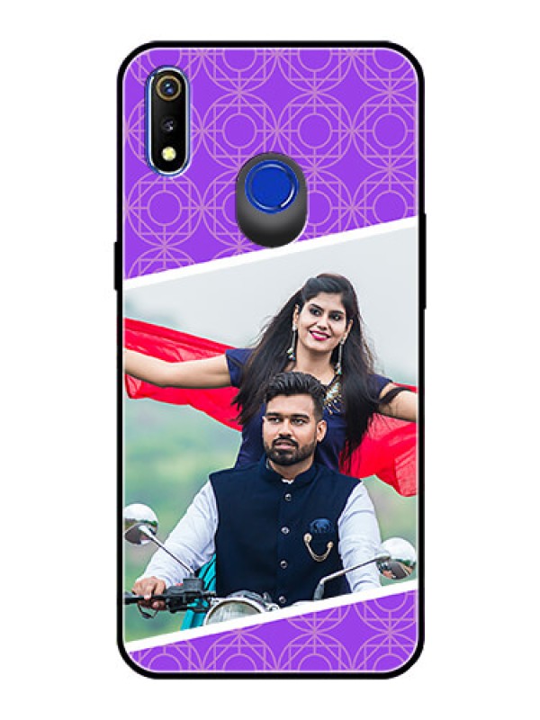 Custom Realme 3 Custom Glass Phone Case  - Violet Pattern Design