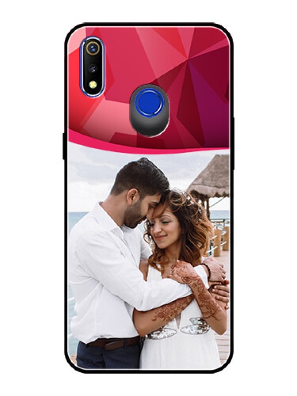 Custom Realme 3 Custom Glass Mobile Case  - Red Abstract Design