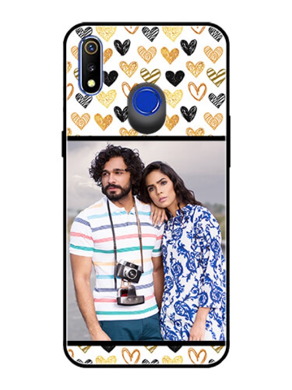 Custom Realme 3 Photo Printing on Glass Case  - Love Symbol Design