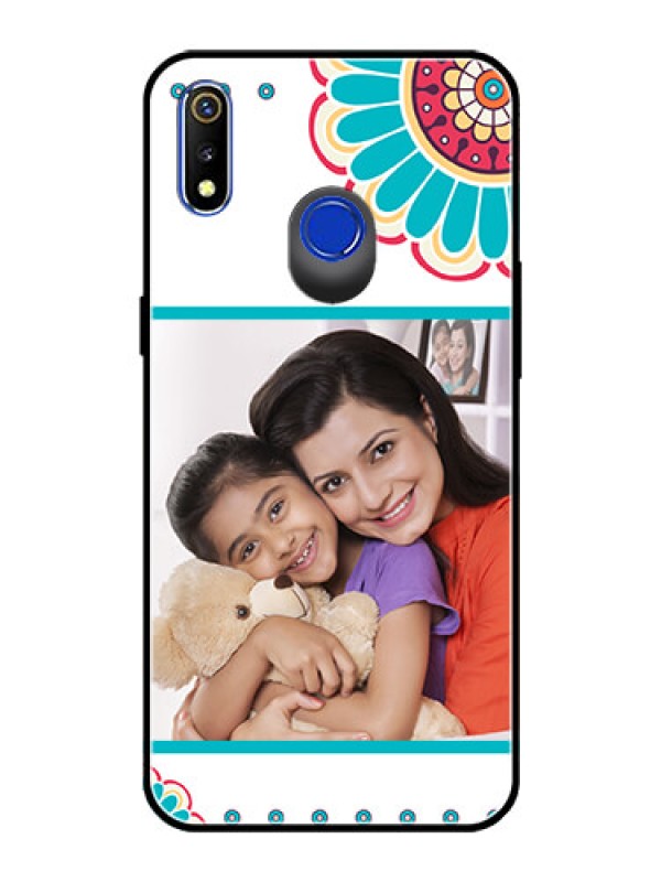 Custom Realme 3 Custom Glass Phone Case  - Flower Design