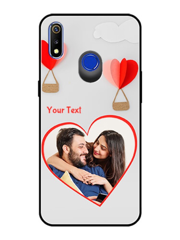 Custom Realme 3 Custom Glass Mobile Case  - Parachute Love Design