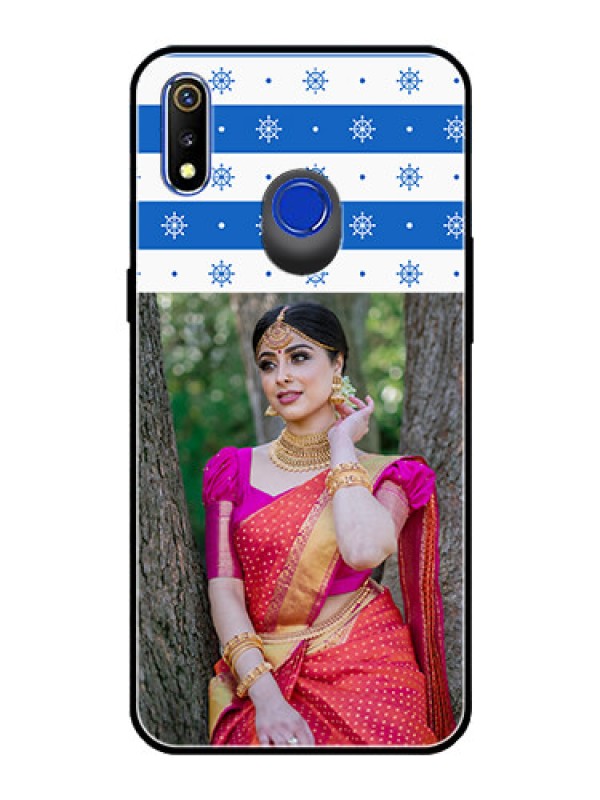 Custom Realme 3 Photo Printing on Glass Case  - Snow Pattern Design