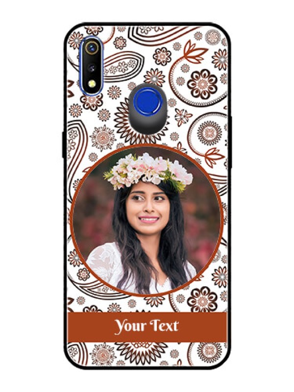 Custom Realme 3 Custom Glass Mobile Case  - Abstract Floral Design 