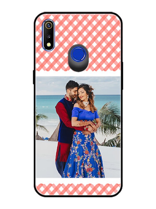 Custom Realme 3 Personalized Glass Phone Case  - Pink Pattern Design