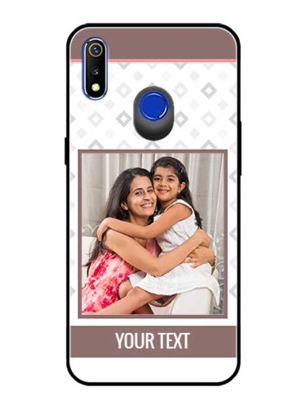 Custom Realme 3 Photo Printing on Glass Case  - Simple Diamond Design