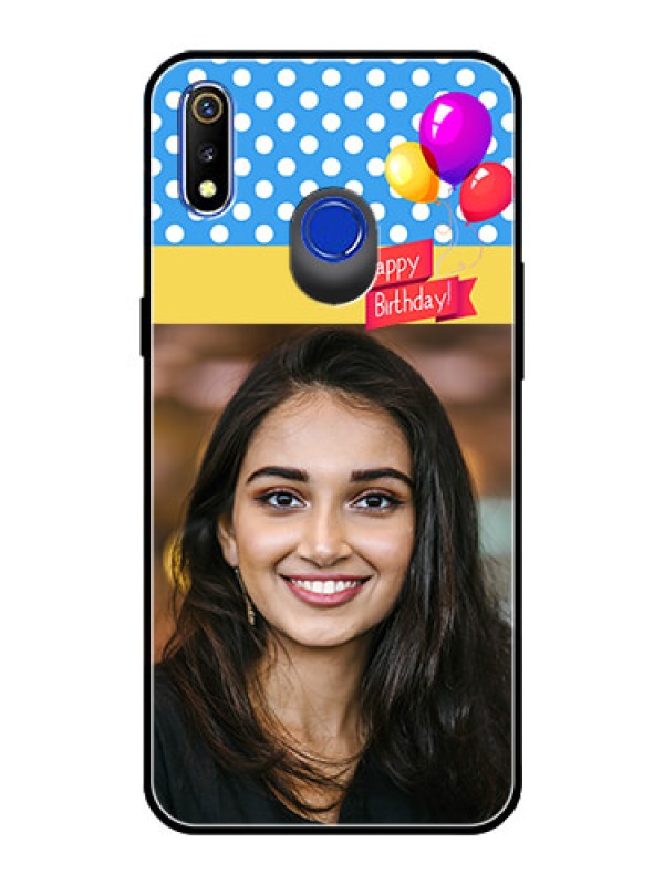 Custom Realme 3 Custom Glass Mobile Case  - Happy Birthday Design