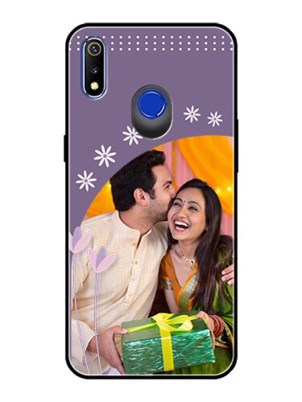 Custom Realme 3 Custom Glass Mobile Case  - Lavender flowers design 