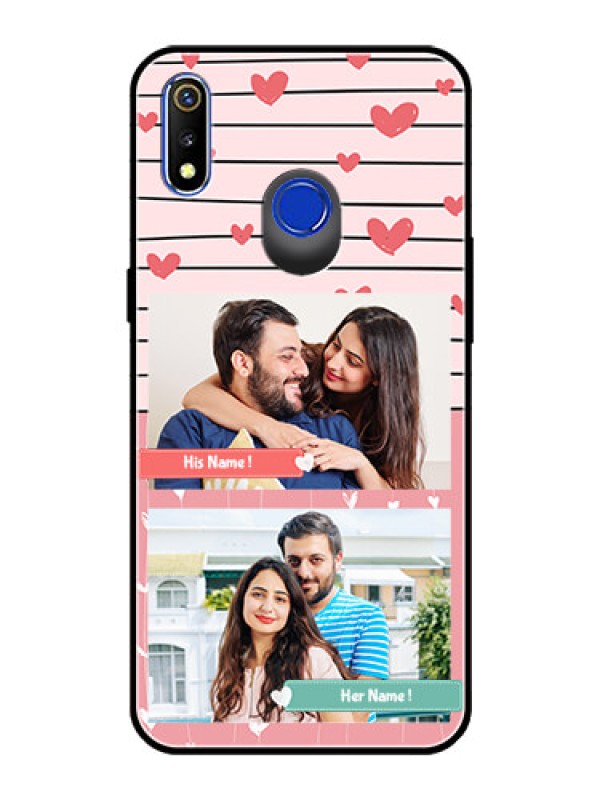 Custom Realme 3 Custom Glass Mobile Case  - Photo with Heart Design