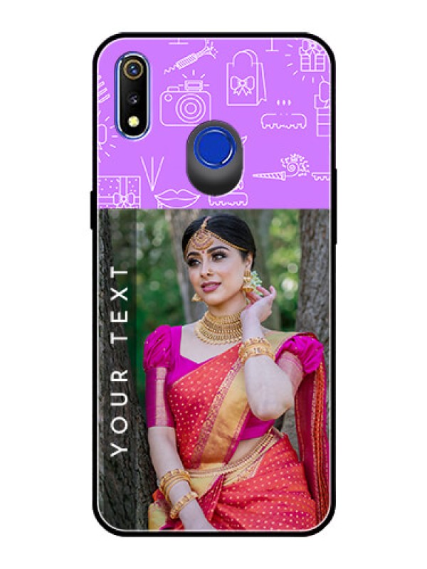 Custom Realme 3 Custom Glass Mobile Case  - Birthday Icons Design