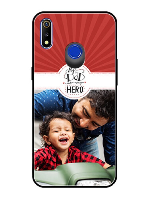 Custom Realme 3 Photo Printing on Glass Case  - My Dad Hero Design