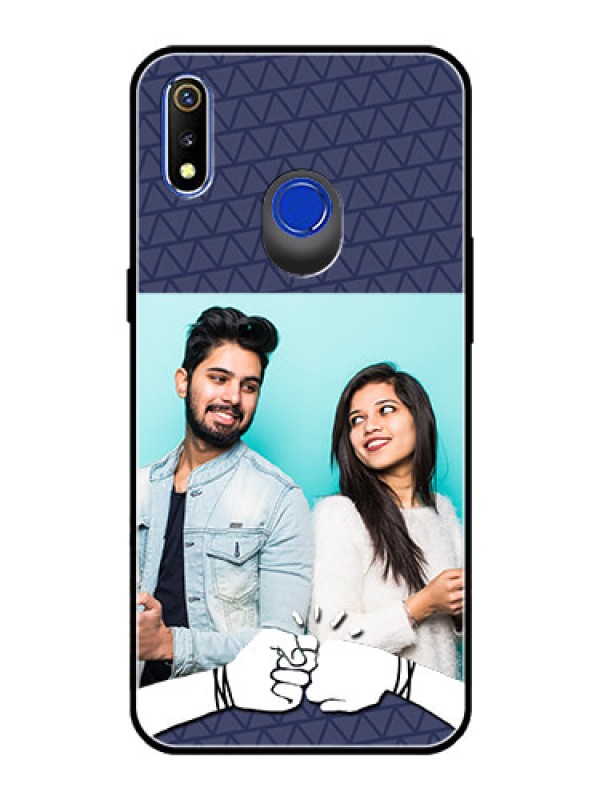 Custom Realme 3 Photo Printing on Glass Case  - with Best Friends Design  