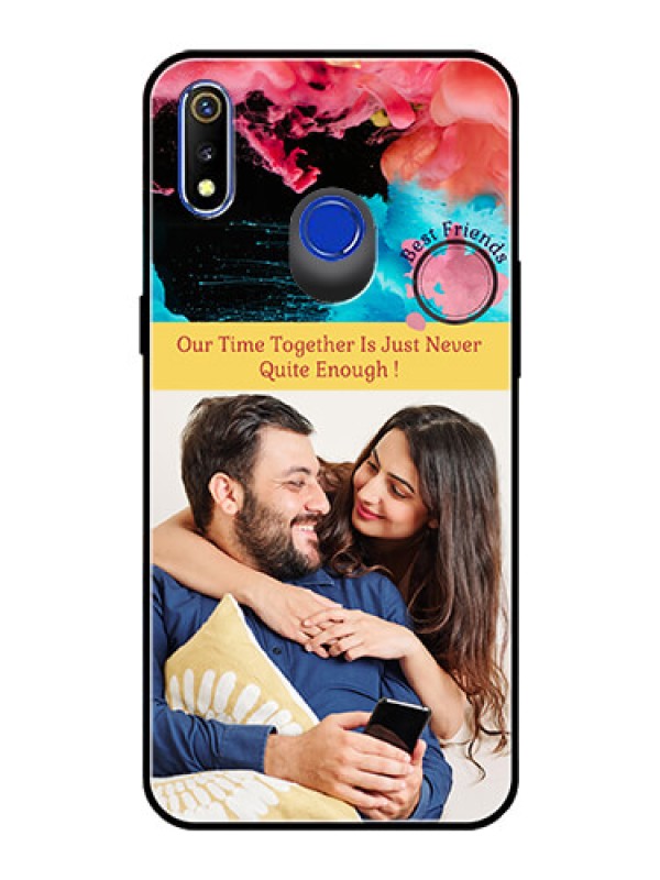Custom Realme 3 Custom Glass Mobile Case  - Quote with Acrylic Painting Design
