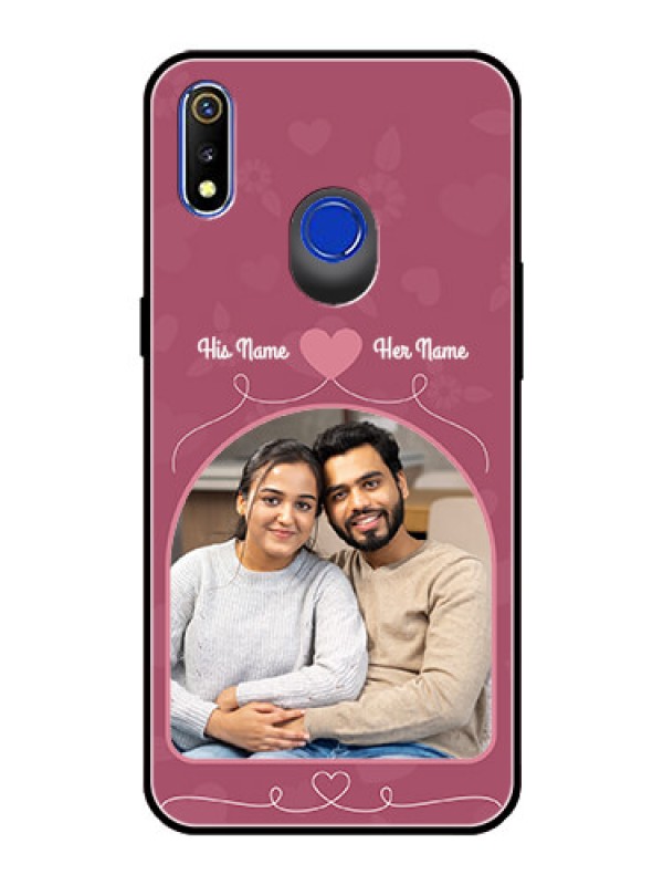 Custom Realme 3 Photo Printing on Glass Case  - Love Floral Design
