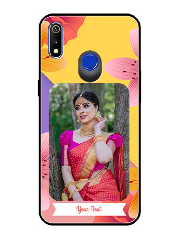 Custom Realme 3 Custom Glass Mobile Case  - 3 Image With Vintage Floral Design