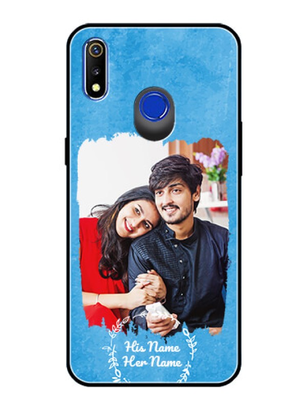 Custom Realme 3 Custom Glass Phone Case - Blue Color Vintage Design