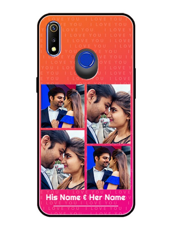 Custom Realme 3 Custom Glass Phone Case  - I Love You Pink Design