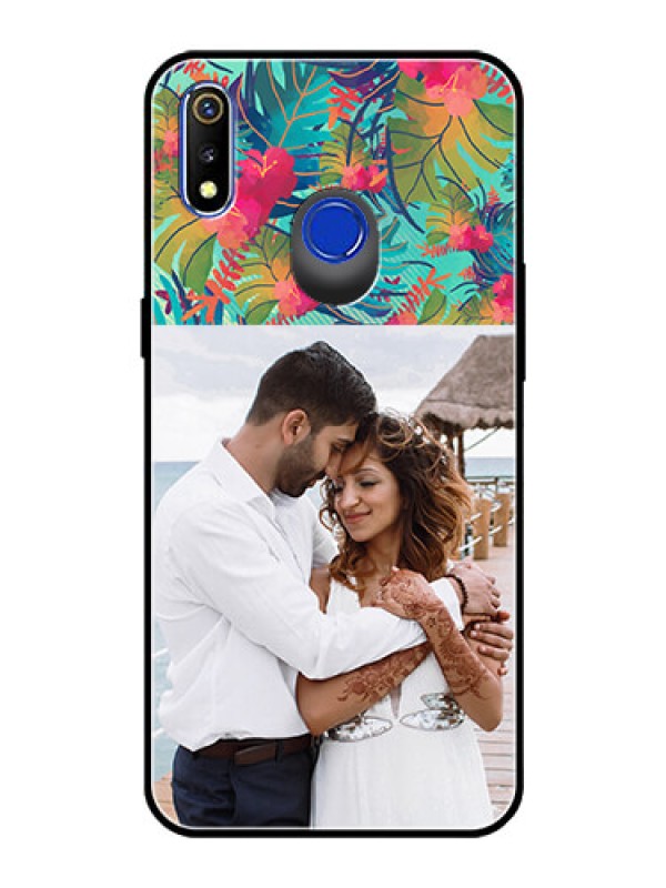 Custom Realme 3 Photo Printing on Glass Case  - Watercolor Floral Design