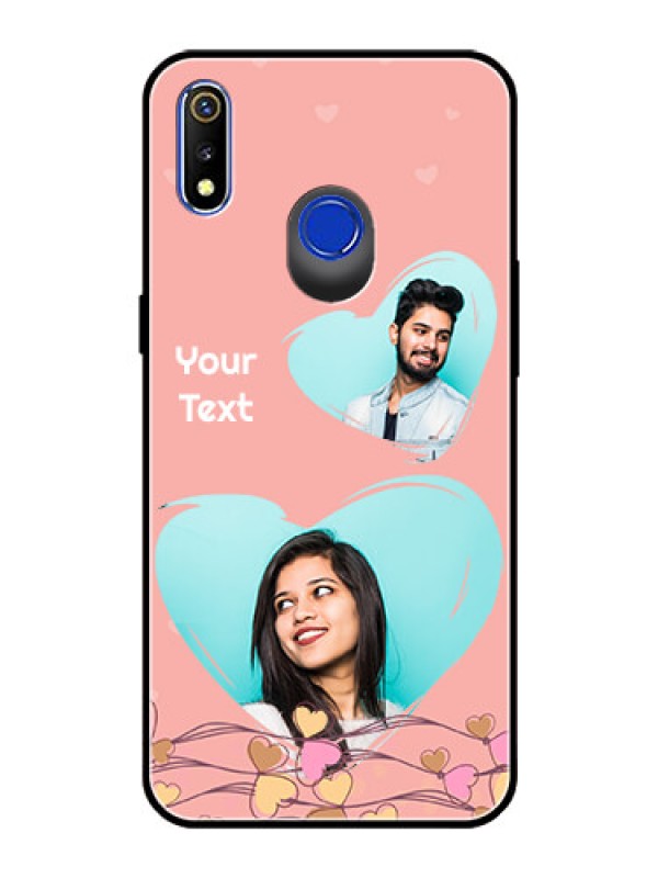 Custom Realme 3 Custom Glass Mobile Case  - Love Doodle Design