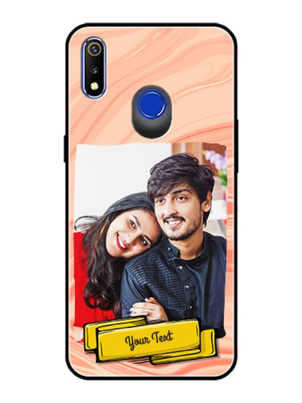 Custom Realme 3 Personalized Glass Phone Case  - Marble Texture Design