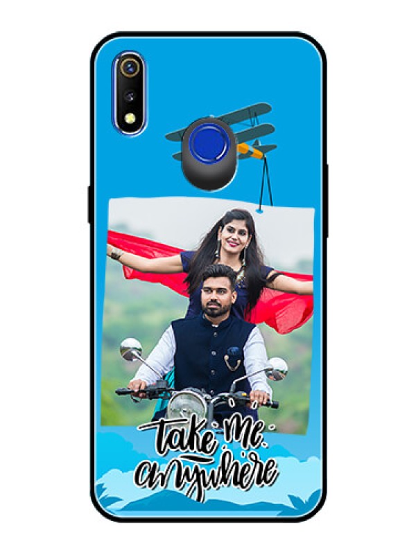 Custom Realme 3 Custom Glass Mobile Case  - Traveller Design 
