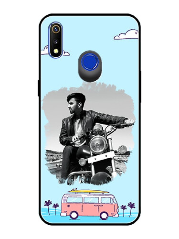 Custom Realme 3 Photo Printing on Glass Case  - Travel & Adventure Design