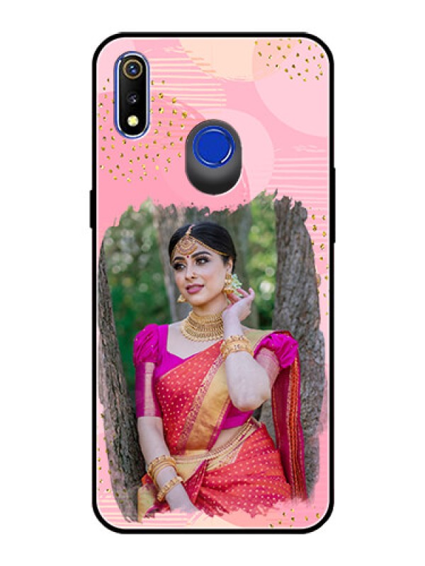 Custom Realme 3 Personalized Glass Phone Case  - Gold Glitter Splash Design