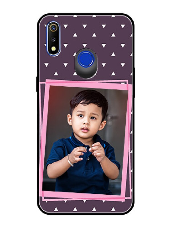 Custom Realme 3 Custom Glass Mobile Case  - Triangle Pattern Dotted Design