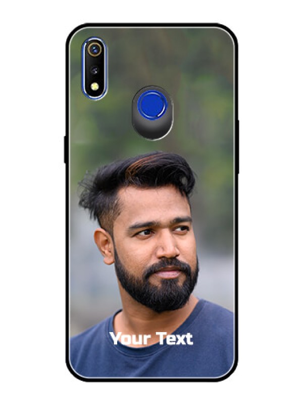 Custom Realme 3 Glass Mobile Cover: Photo with Text