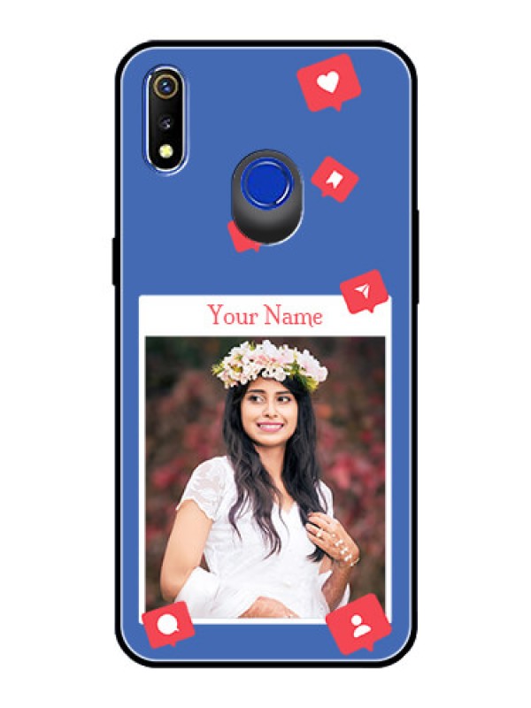 Custom Realme 3 Custom Glass Phone Case - Like Share And Comment Design