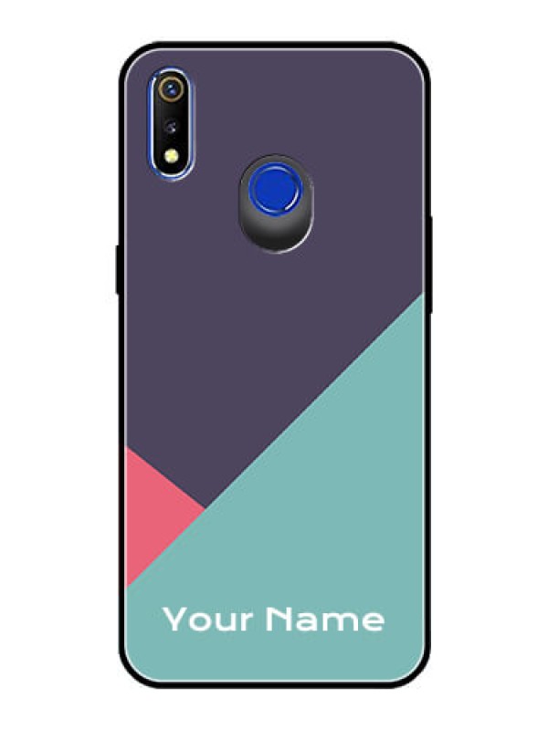 Custom Realme 3 Custom Glass Mobile Case - Tri Color abstract Design