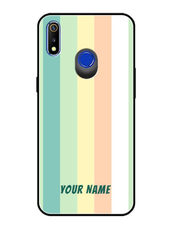 Custom Realme 3 Photo Printing on Glass Case - Multi-colour Stripes Design