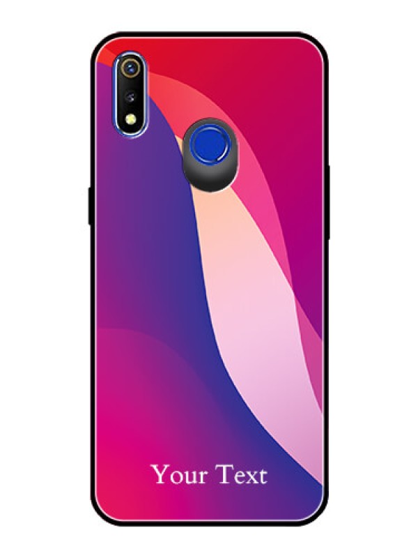 Custom Realme 3 Personalized Glass Phone Case - Digital abstract Overlap Design