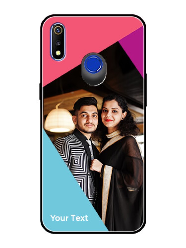 Custom Realme 3 Custom Glass Mobile Case - Stacked Triple colour Design