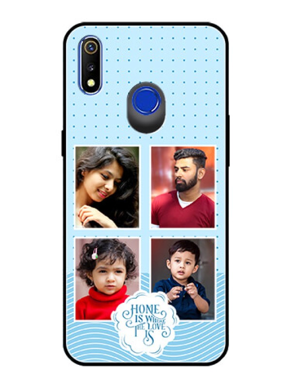 Custom Realme 3 Custom Glass Phone Case - Cute love quote with 4 pic upload Design