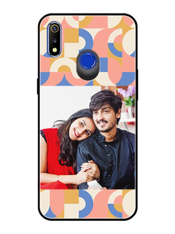 Custom Realme 3 Photo Printing on Glass Case - Semi-circle Maze Pattern Design
