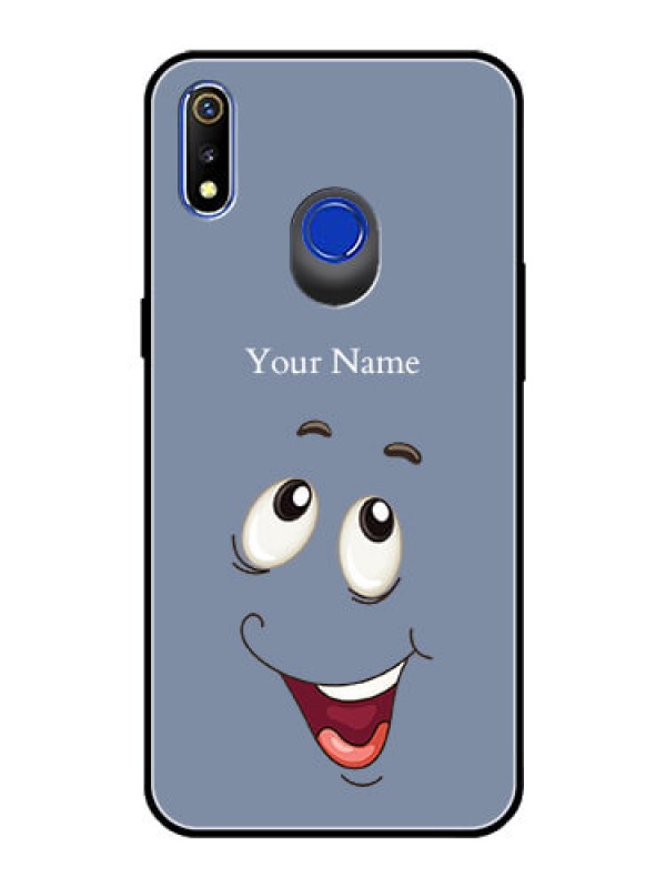 Custom Realme 3 Photo Printing on Glass Case - Laughing Cartoon Face Design