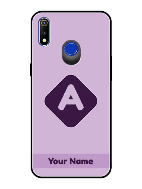 Custom Realme 3 Custom Glass Mobile Case - Custom Letter in curved badge Design